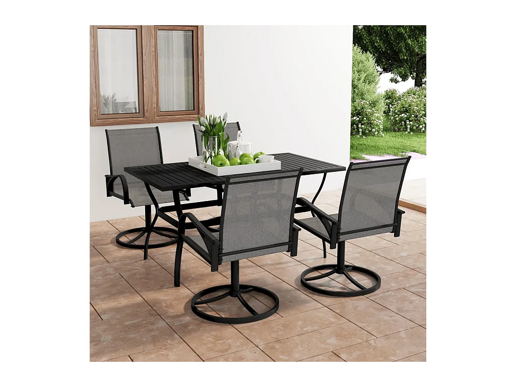 Ensemble à manger de jardin 5 pcs textilène et acier