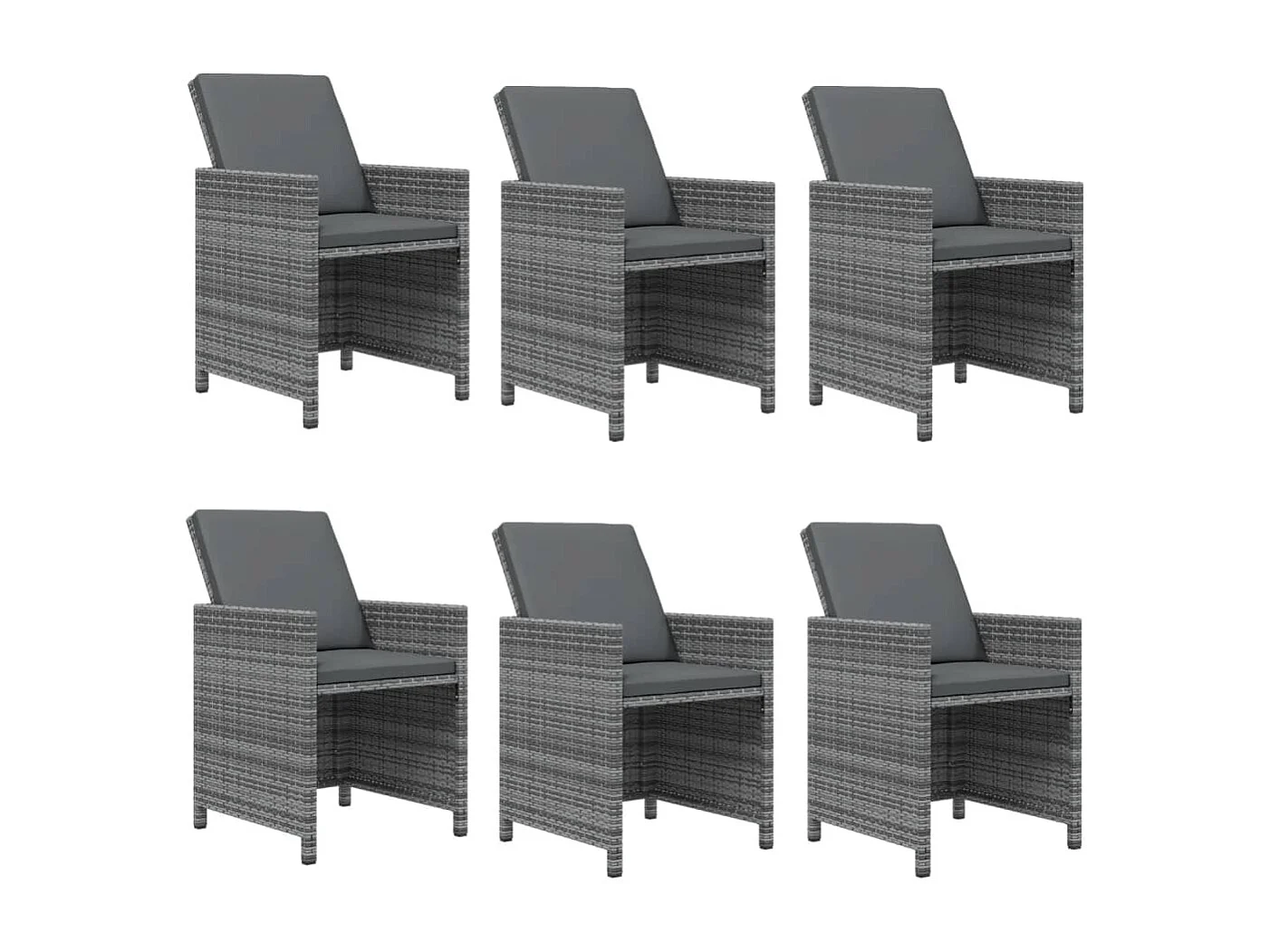 Ensemble à manger de jardin coussins 7pcs Résine tressée Gris