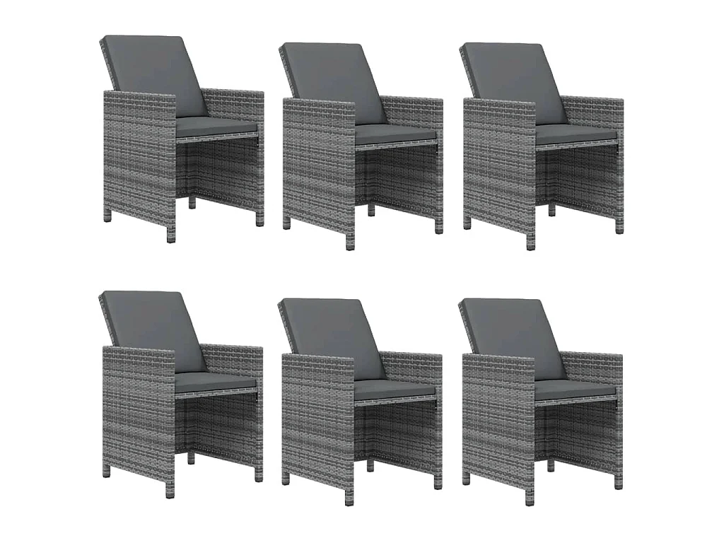 7-delige Tuinset met kussens poly rattan grijs