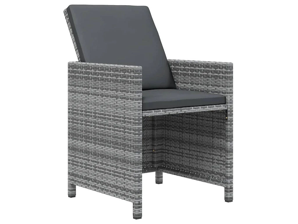 7-delige Tuinset met kussens poly rattan grijs