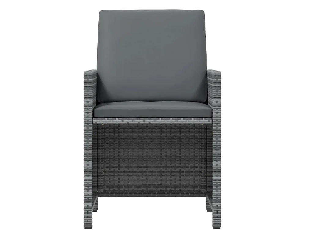 7-delige Tuinset met kussens poly rattan grijs