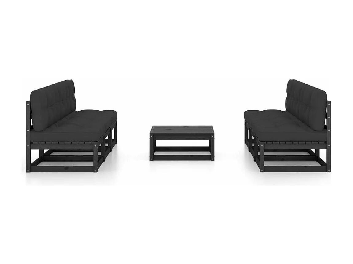 Set Divani da Giardino 7 pz con Cuscini Legno Massello di Pino