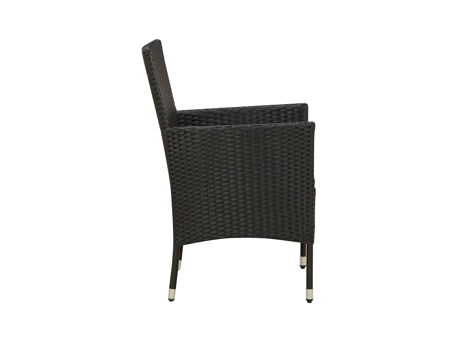 Set da Pranzo da Giardino 7 pz con Cuscini in Polyrattan Nero