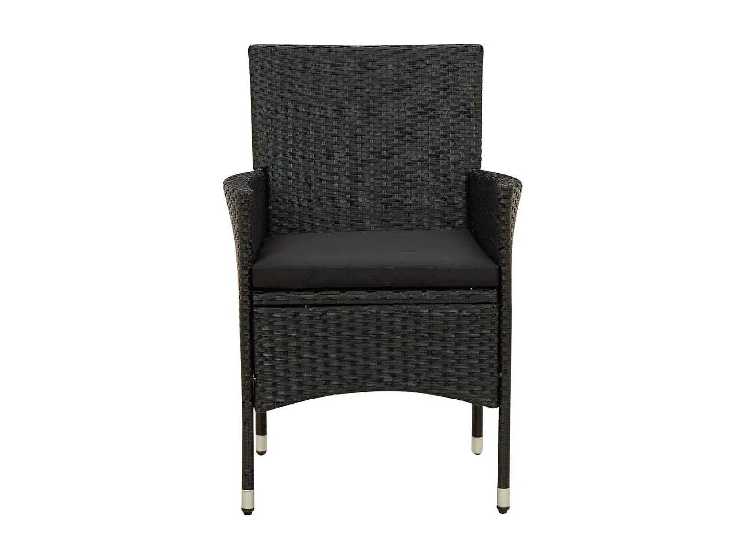 7 pcs conjunto jantar exterior com almofadões vime PE preto