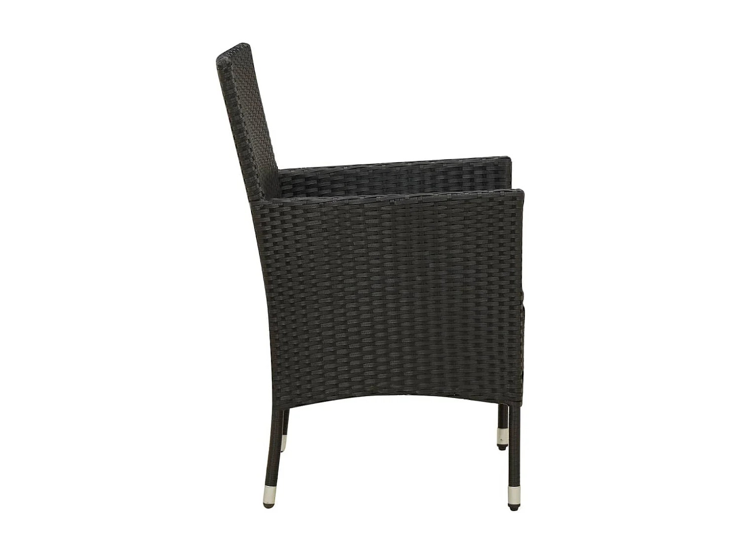 7 pcs conjunto jantar exterior com almofadões vime PE preto