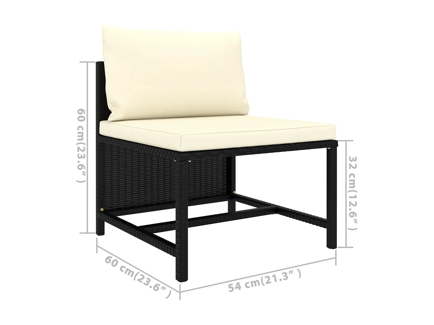 6-tlg. Garten-Lounge-Set mit Kissen Poly Rattan Schwarz