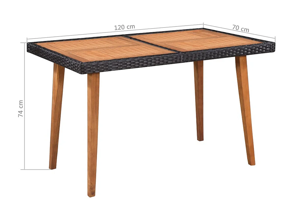 5-tlg. Garten-Essgruppe Poly Rattan Schwarz und Braun