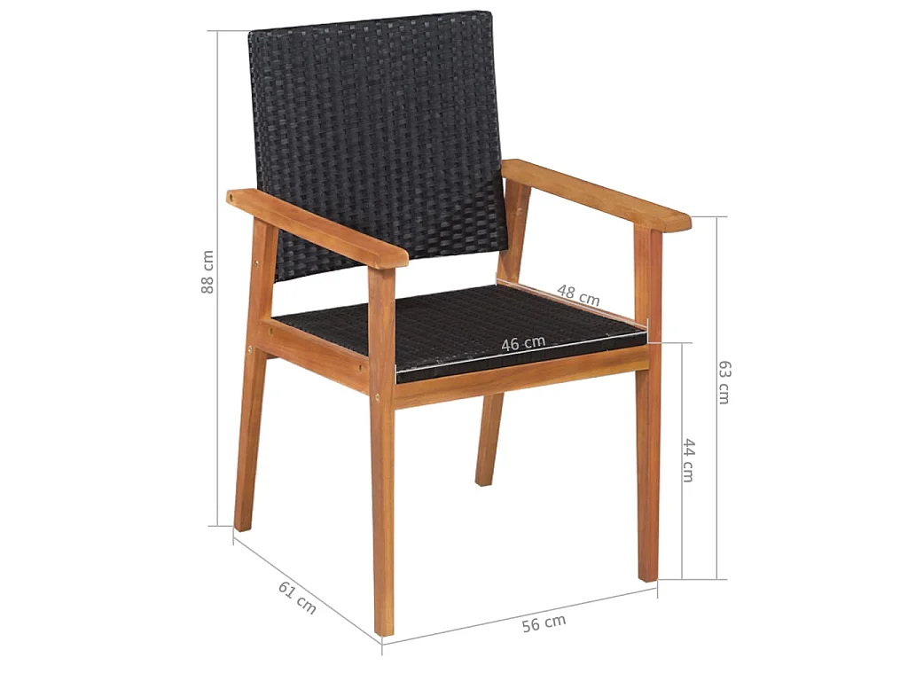 5-delige Tuinset poly rattan zwart en bruin