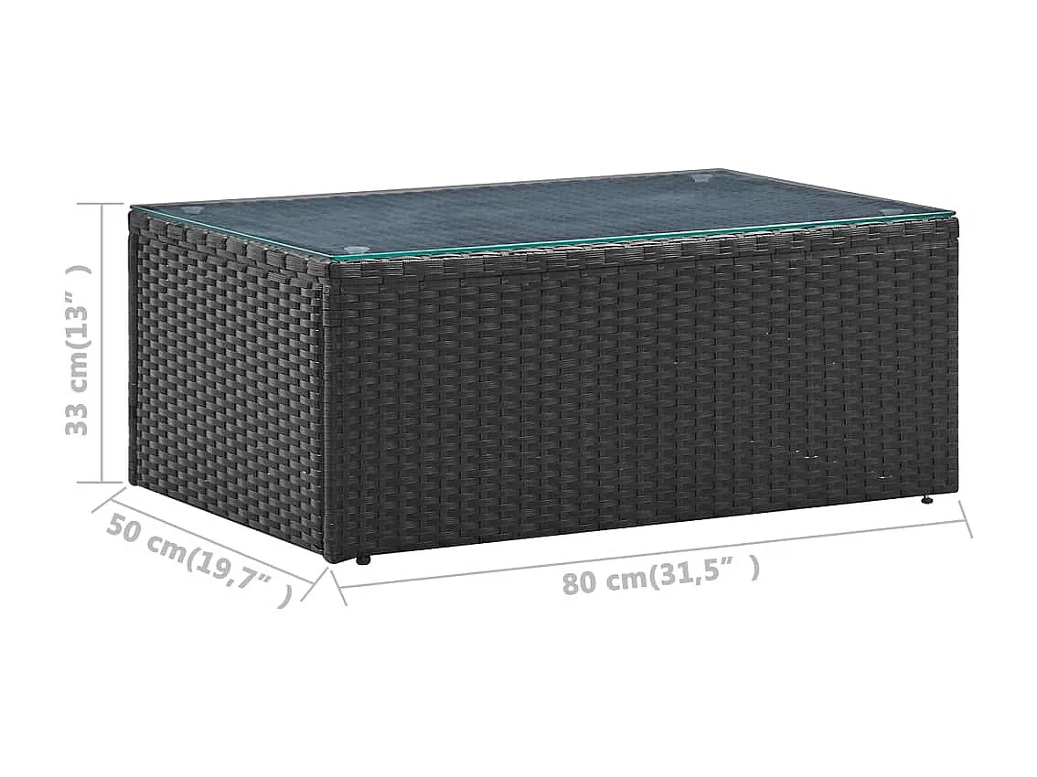 4 pcs conjunto lounge de jardim c/ almofadões vime PE preto