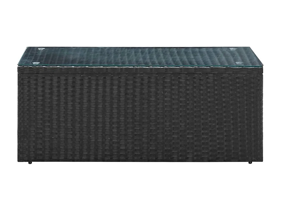 4 pcs conjunto lounge de jardim c/ almofadões vime PE preto