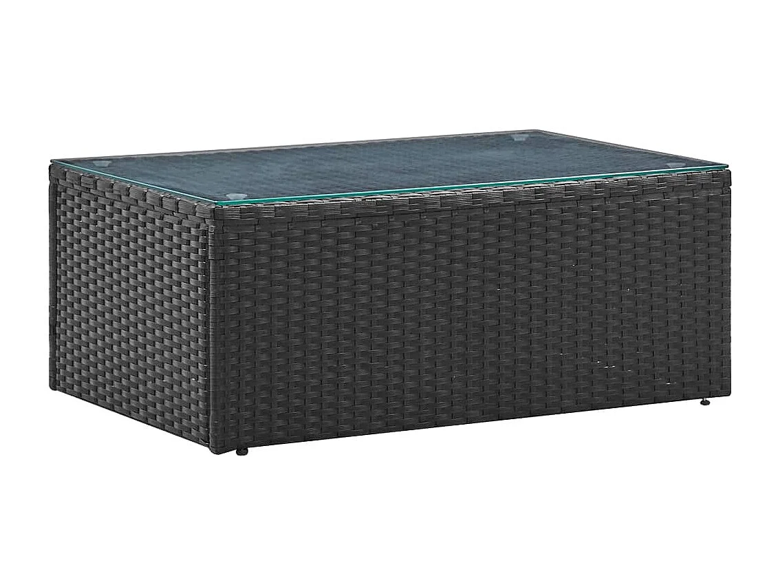 4 pcs conjunto lounge de jardim c/ almofadões vime PE preto