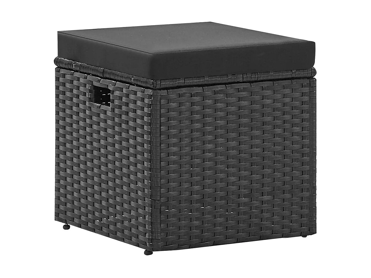 4 pcs conjunto lounge de jardim c/ almofadões vime PE preto