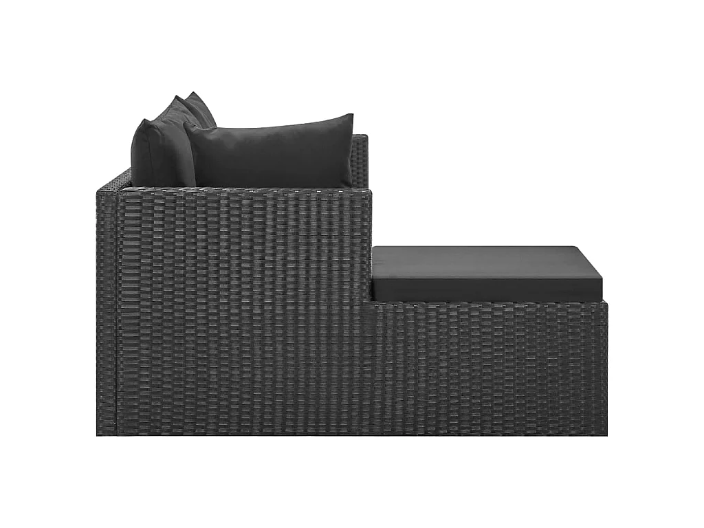 Salon de jardin 4 pcs Noir avec coussins Résine tressée