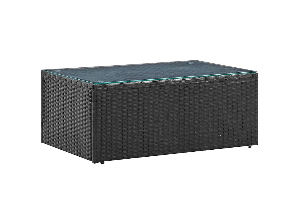 Salon de jardin 4 pcs Noir avec coussins Résine tressée