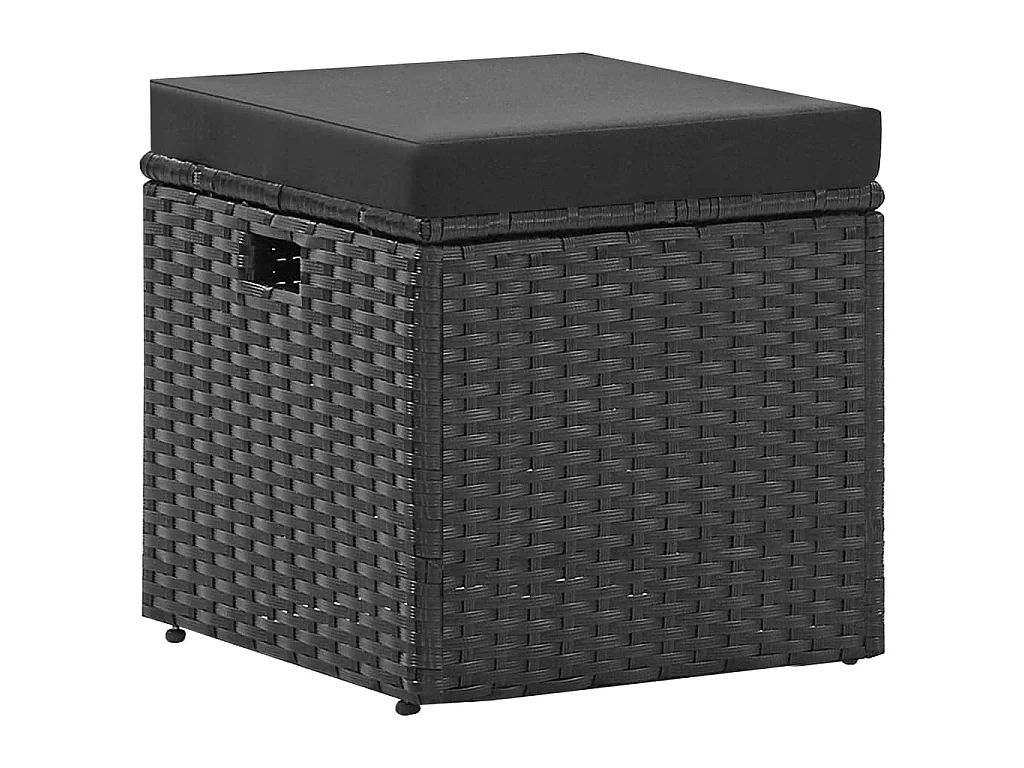 Salon de jardin 4 pcs Noir avec coussins Résine tressée