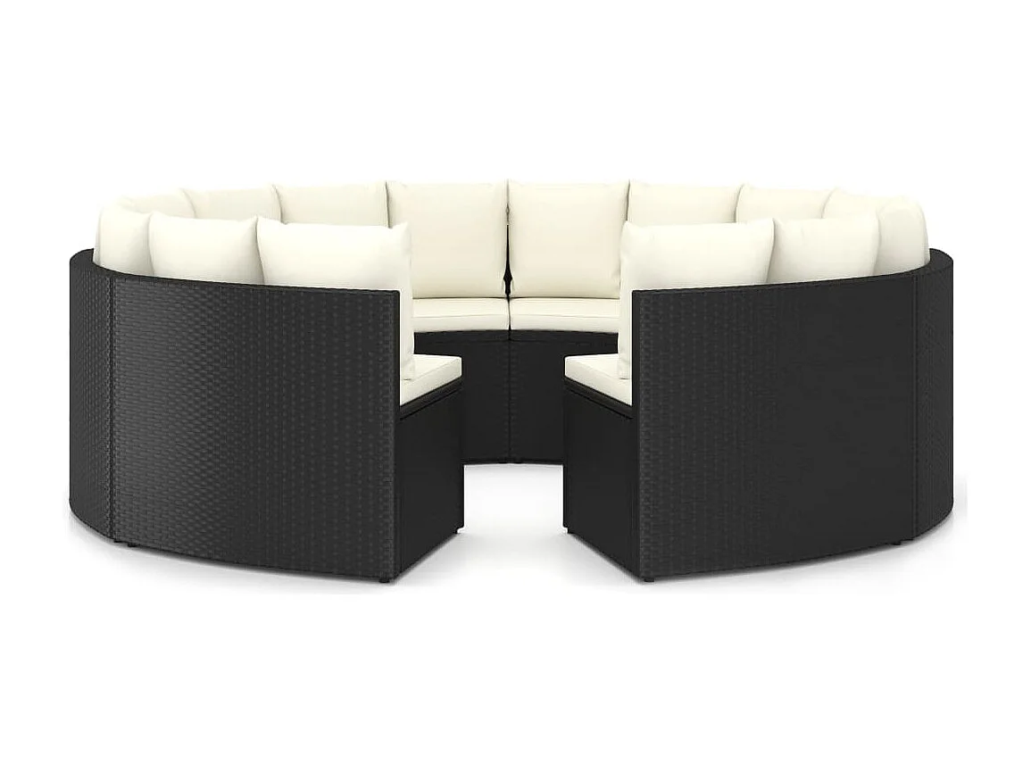 Salon de jardin 8 pcs avec coussins Résine tressée Noir