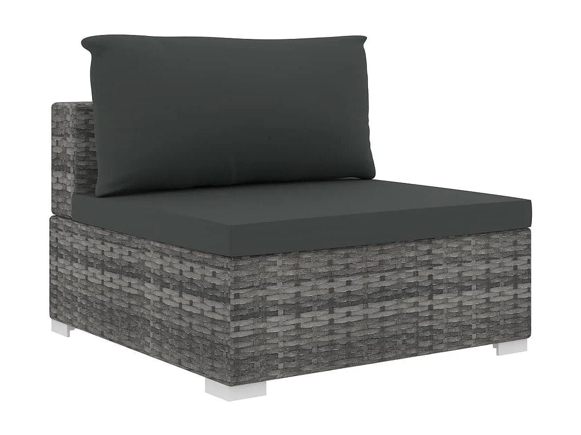 6-tlg. Garten-Lounge-Set mit Auflagen Poly Rattan Grau