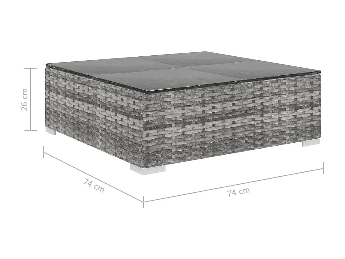 6-tlg. Garten-Lounge-Set mit Auflagen Poly Rattan Grau