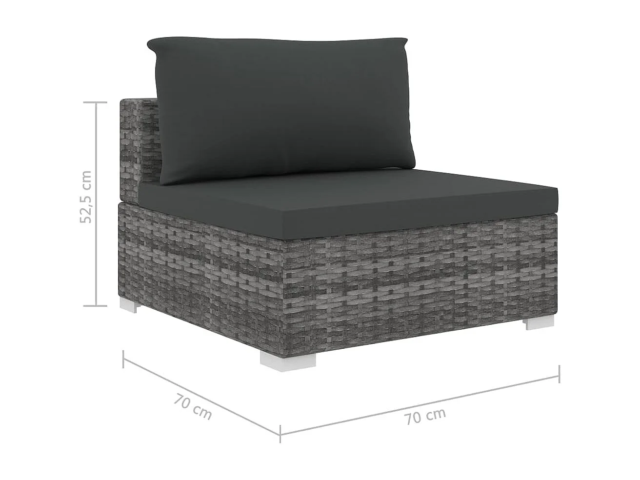 Salon de jardin 6 pcs avec coussins résine tressée gris