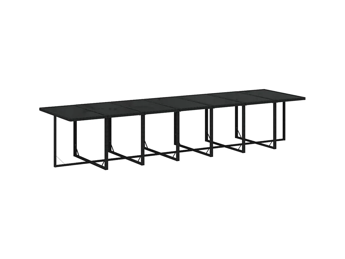 15-tlg. Garten-Essgruppe mit Kissen Poly Rattan Schwarz