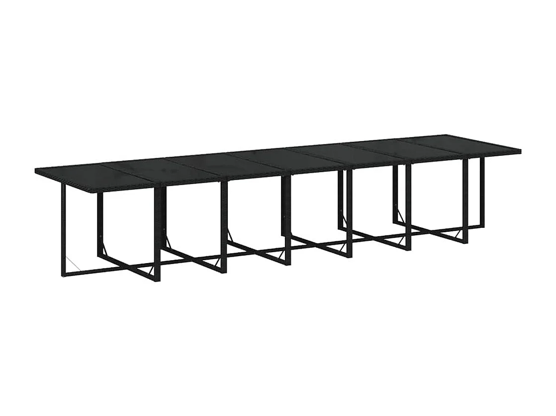 Set Pranzo da Giardino 15 pz con Cuscini in Polyrattan Nero