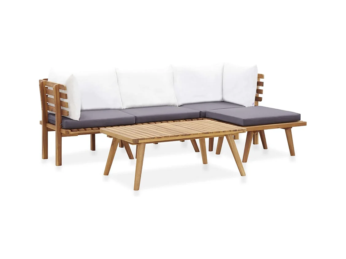 5-tlg. Garten-Lounge-Set Massivholz Akazie