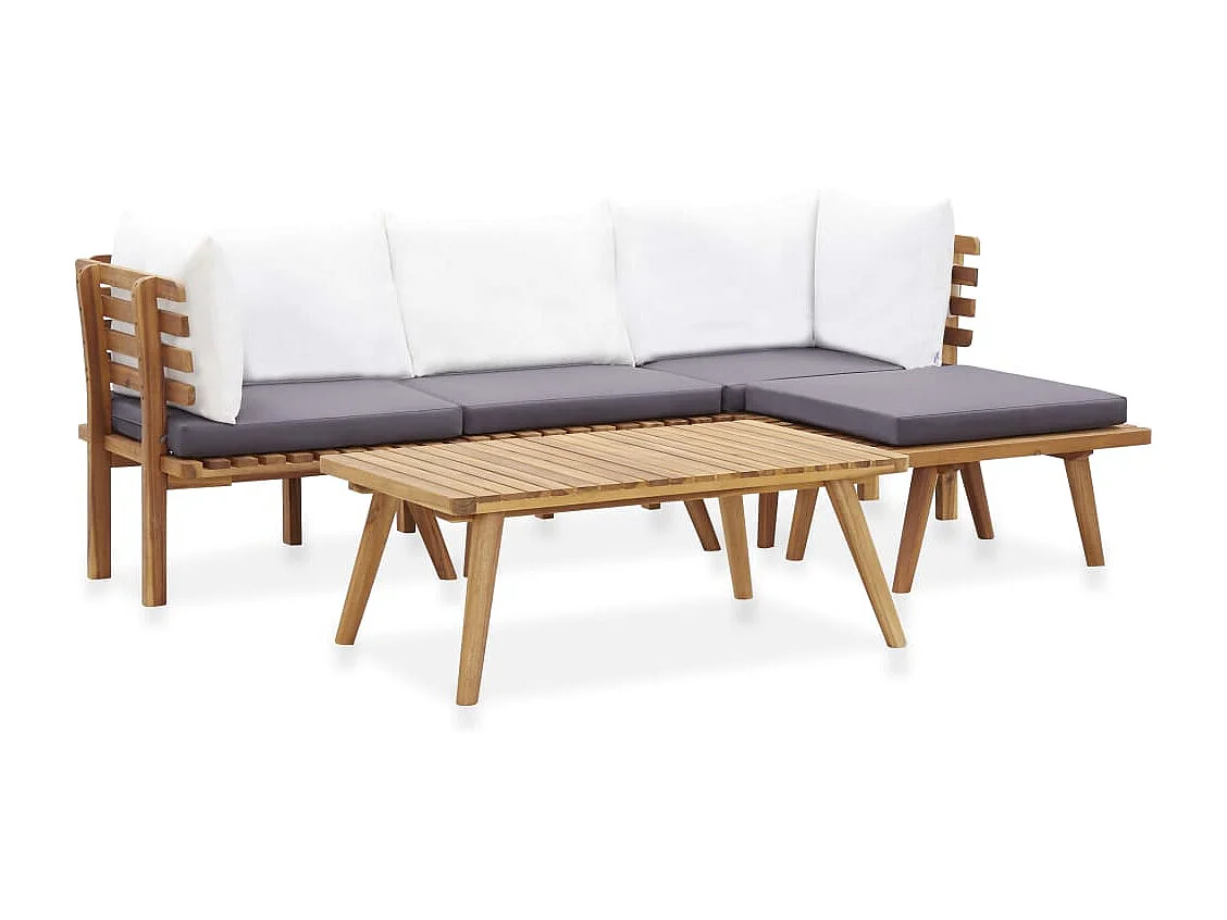 Salon de jardin 5 pcs bois d'acacia solide