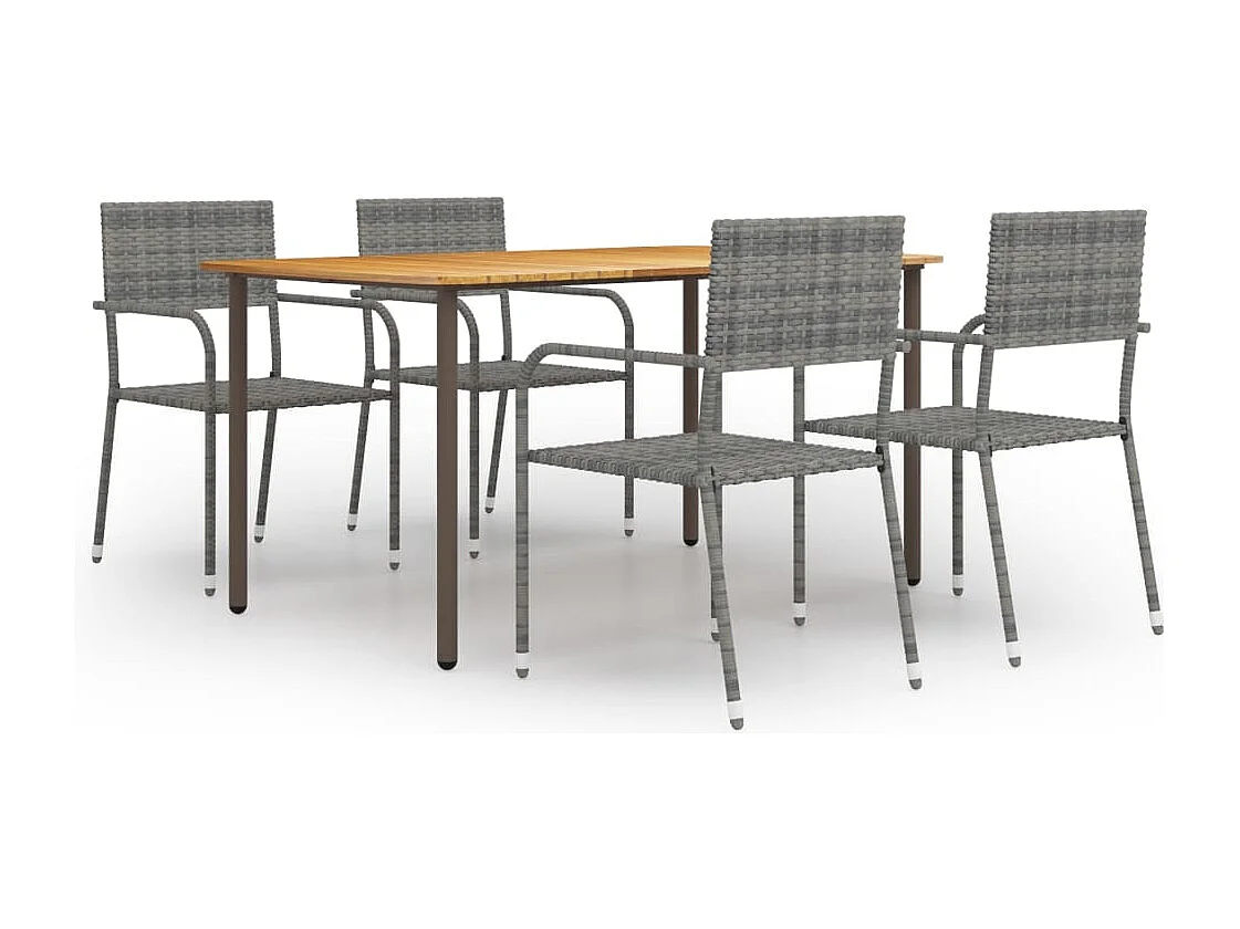 5-tlg. Garten-Essgruppe Poly Rattan Anthrazit