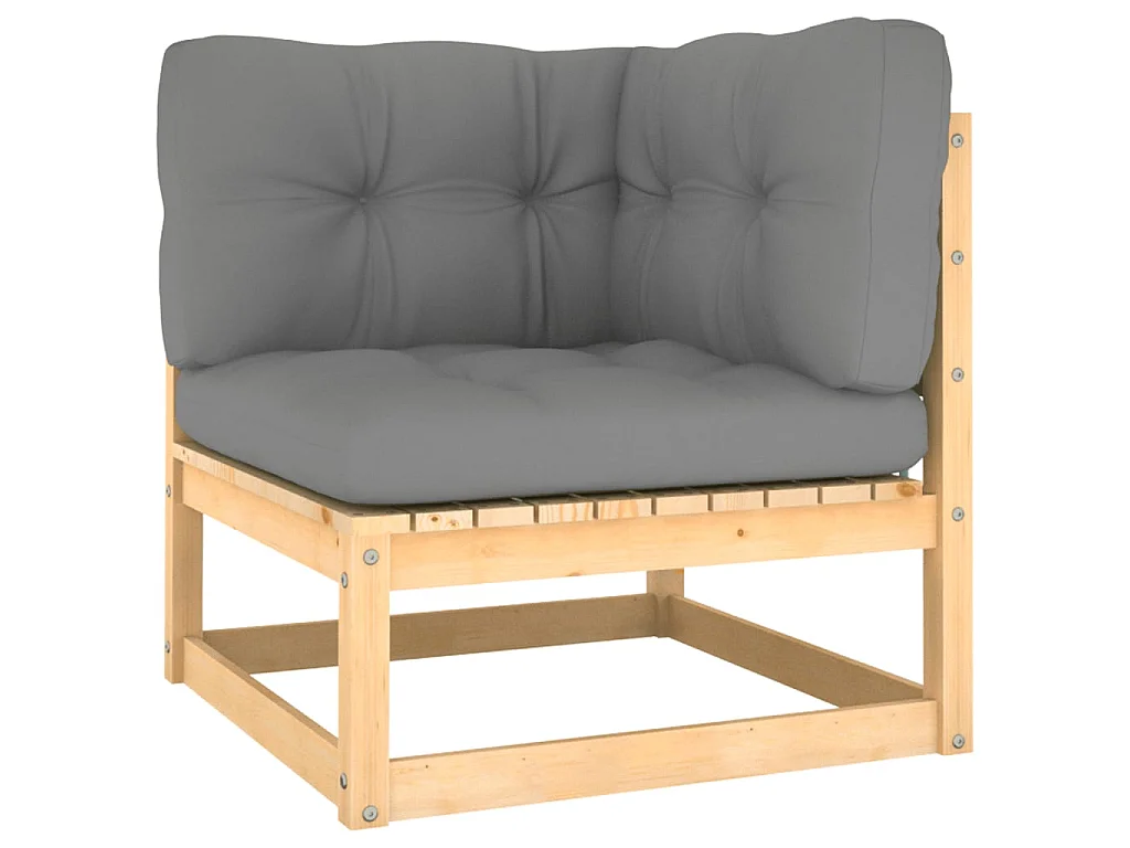 5-delige Loungeset met kussens massief grenenhout