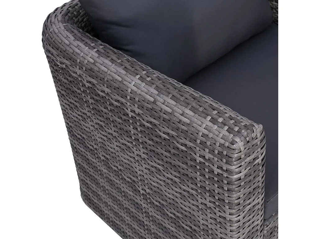 9-tlg. Garten-Lounge-Set mit Kissen Poly Rattan Grau