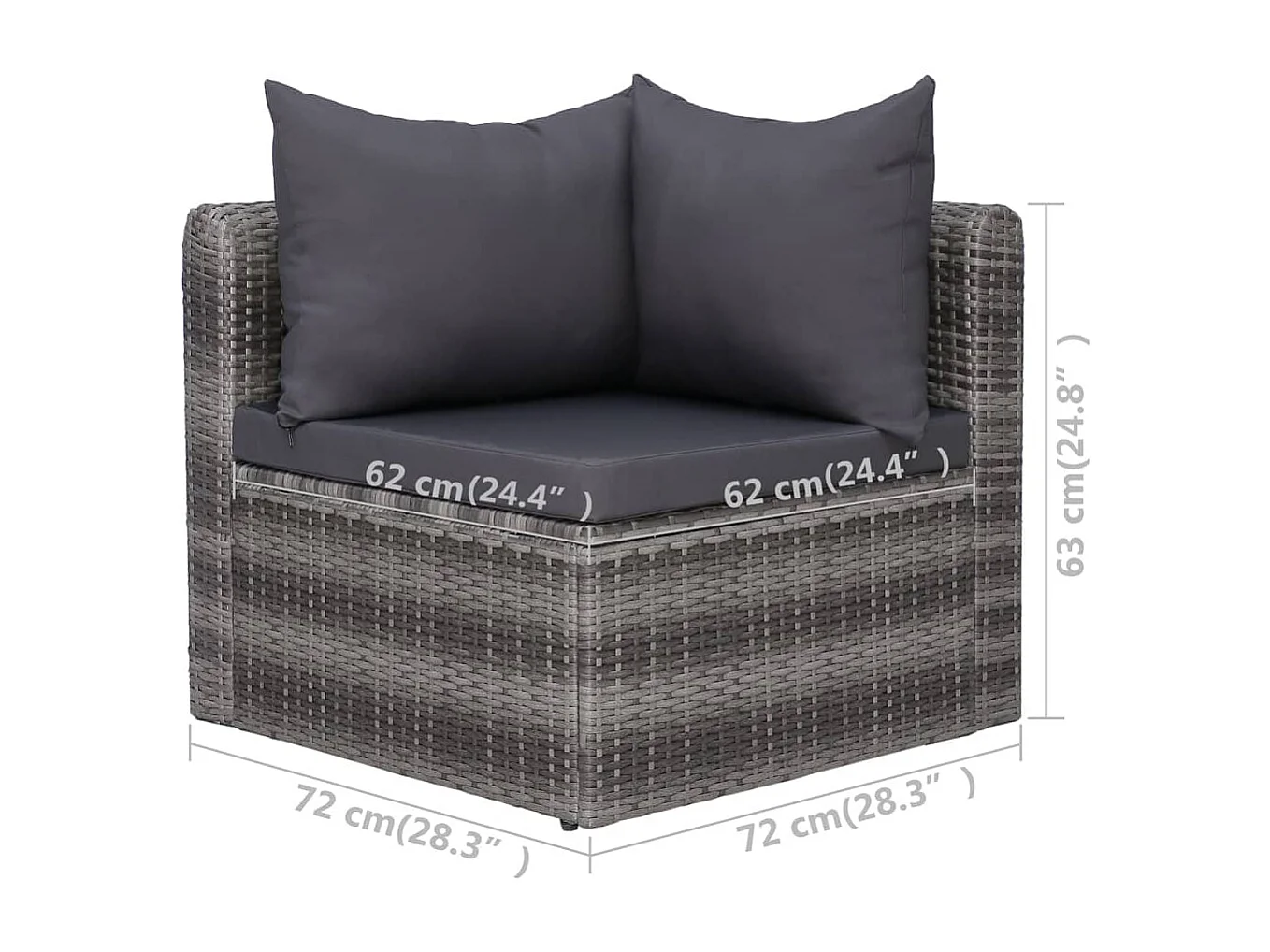 9-tlg. Garten-Lounge-Set mit Kissen Poly Rattan Grau