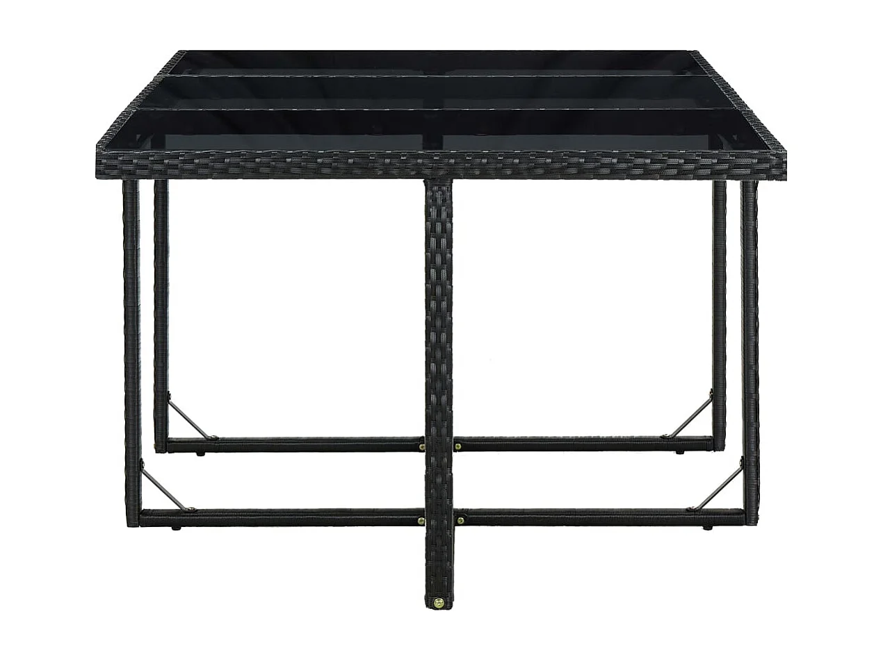 Set comedor de jardín 11 piezas y cojines ratán sintético negro