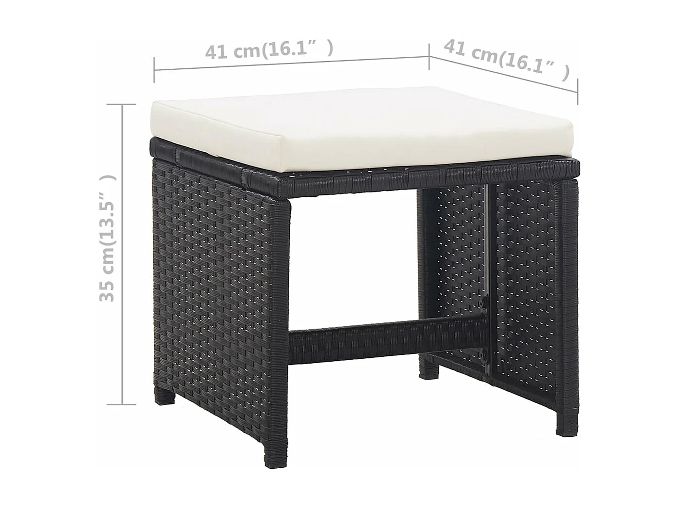 Set comedor de jardín 11 piezas y cojines ratán sintético negro