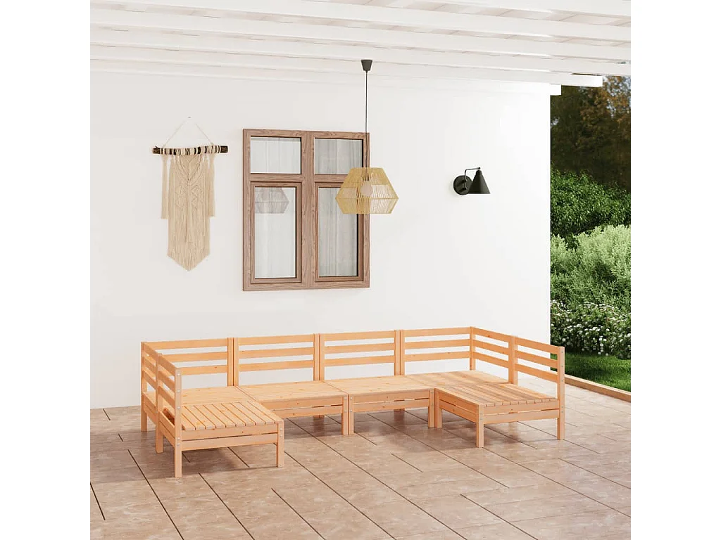 Salon de jardin 6 pcs Bois de pin massif
