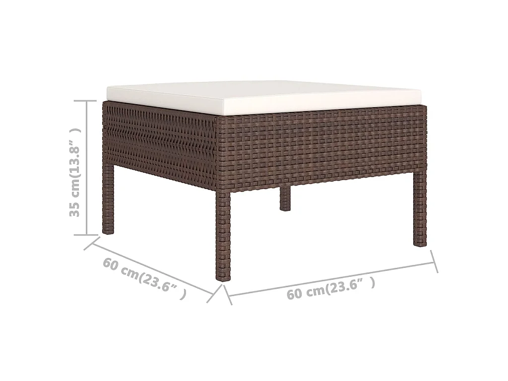7-tlg. Garten-Lounge-Set mit Auflagen Poly Rattan Braun