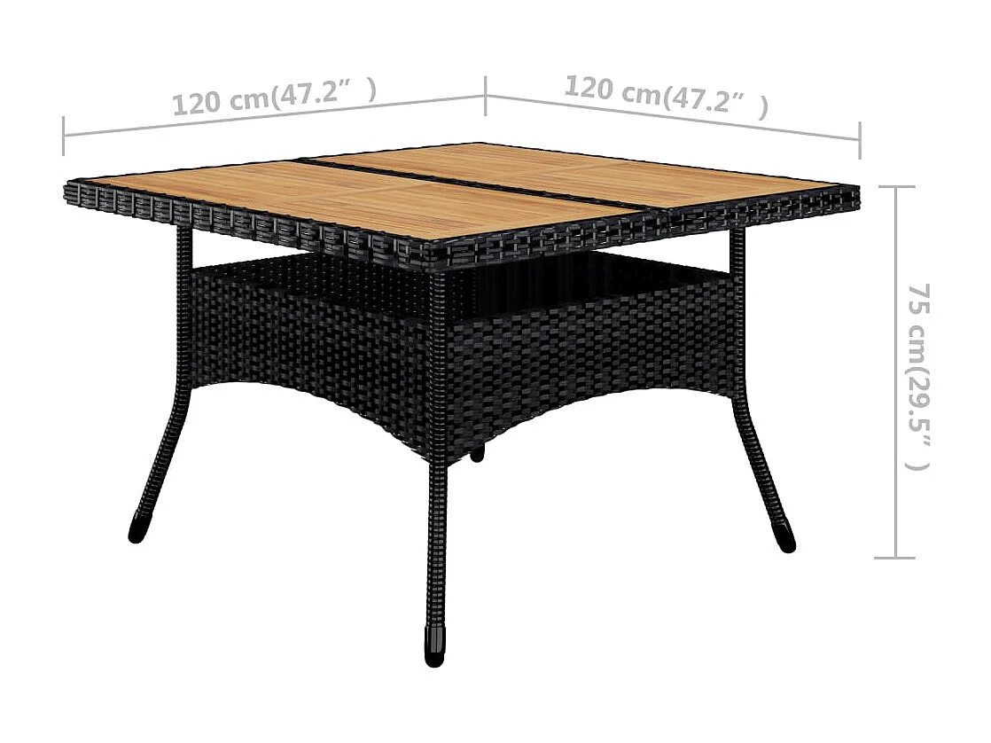 Ensemble à manger de jardin 9 pcs Résine tressée et acacia Noir