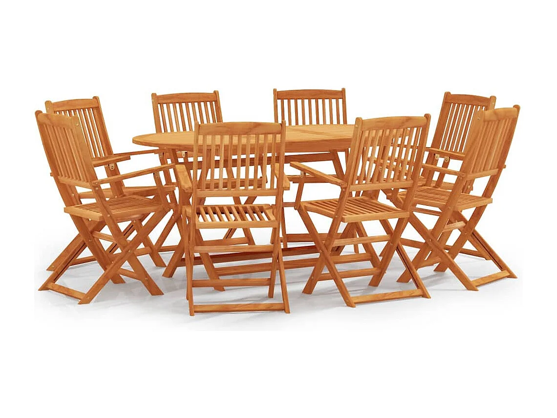Ensemble à manger d'extérieur pliable 9 pcs Bois d'eucalyptus