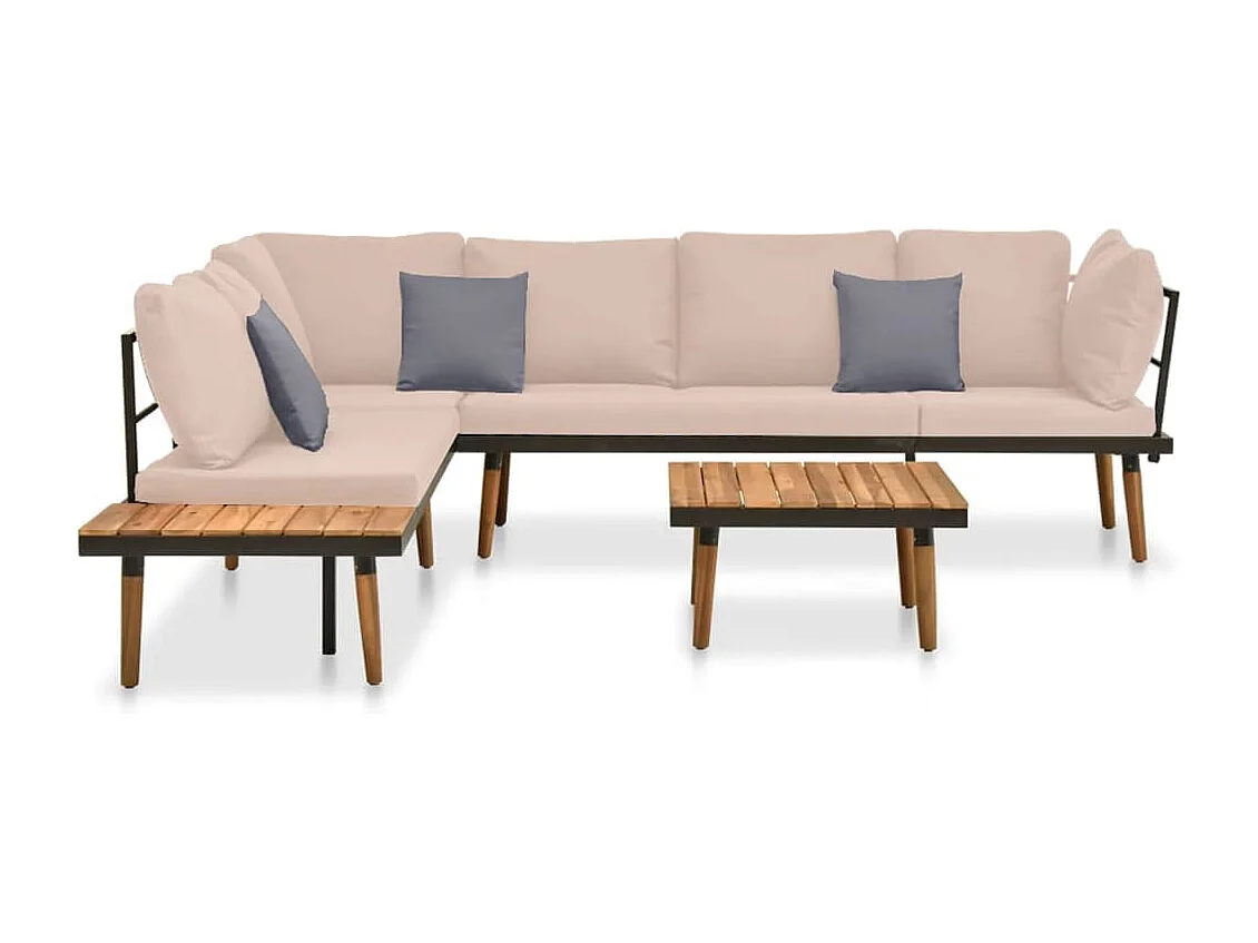 Salon de jardin 4 pcs avec coussins Bois massif d'acacia