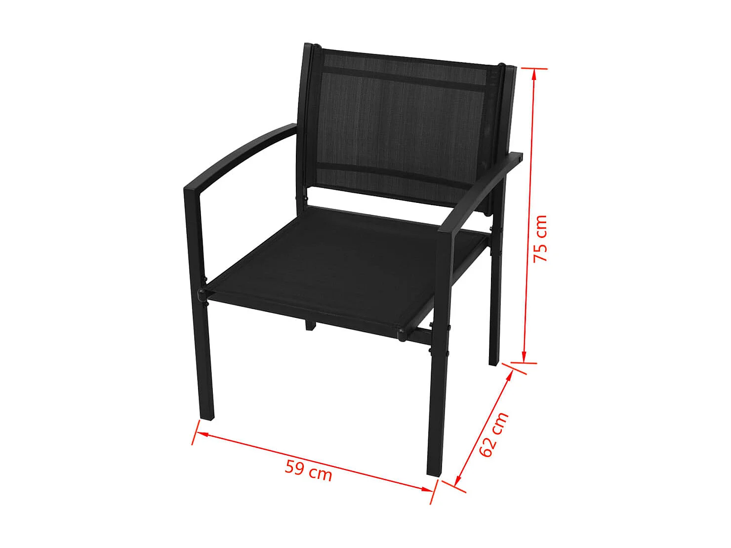 4 pcs conjunto lounge para jardim textilene preto