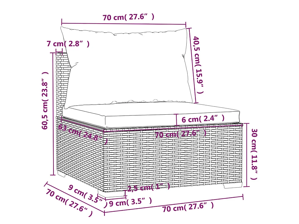 4-tlg. Garten-Lounge-Set mit Kissen Schwarz Poly Rattan