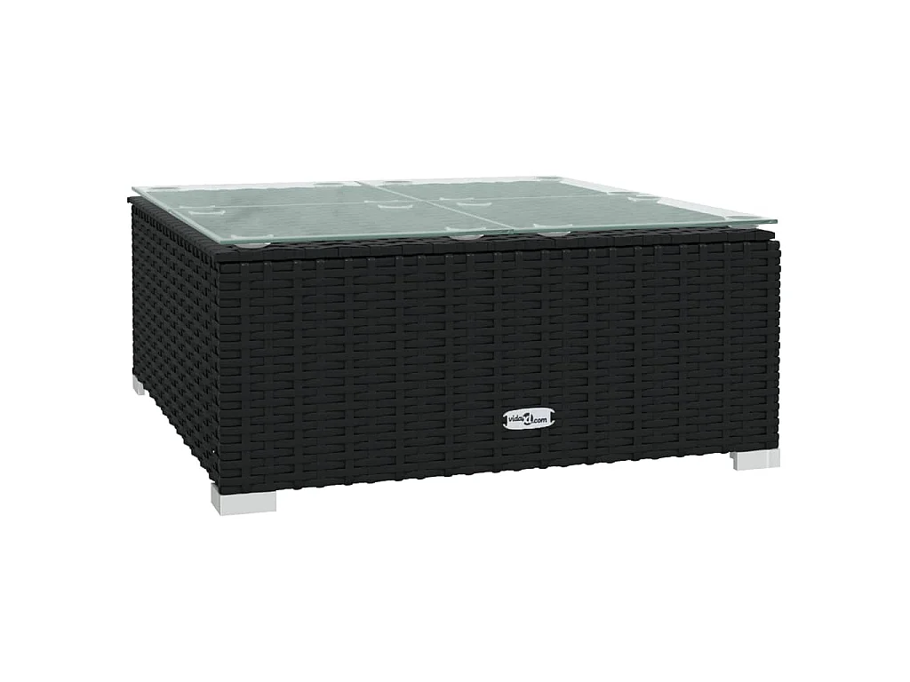 4-tlg. Garten-Lounge-Set mit Kissen Schwarz Poly Rattan