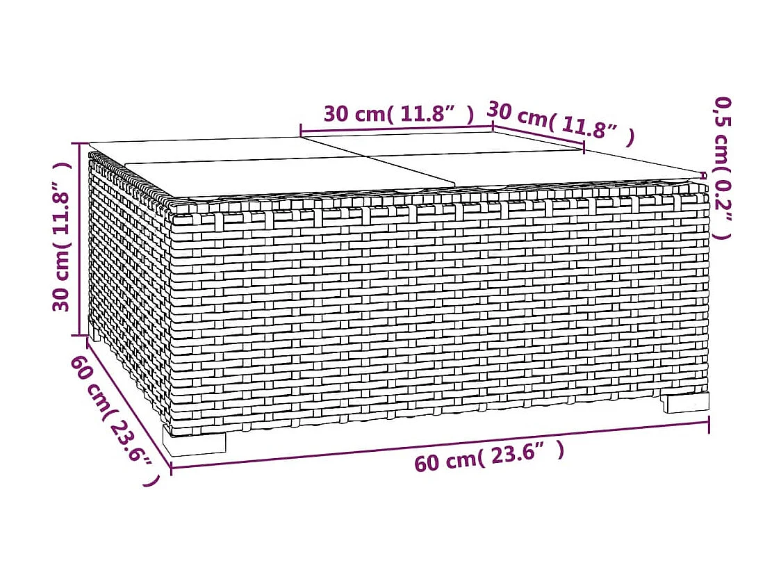 Salon de jardin 3 pcs avec coussins marron résine tressée