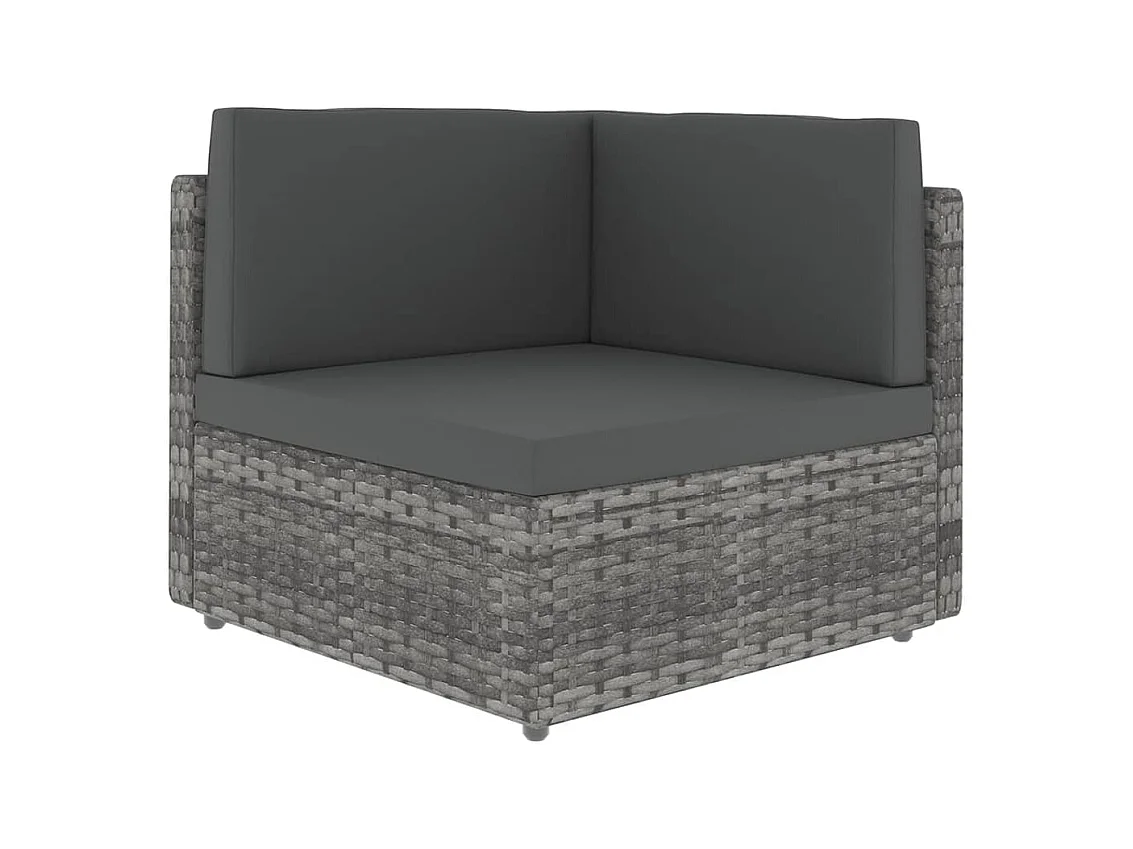 6-delige Loungeset met kussens poly rattan grijs