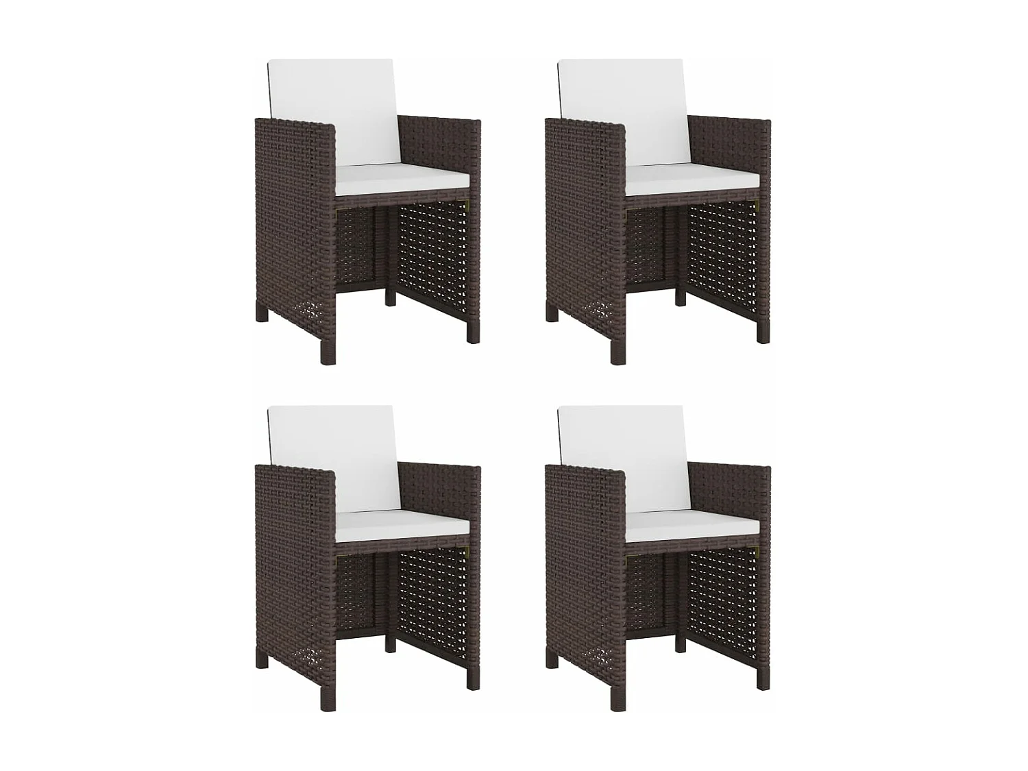 5-delige Tuinset met kussens poly rattan bruin