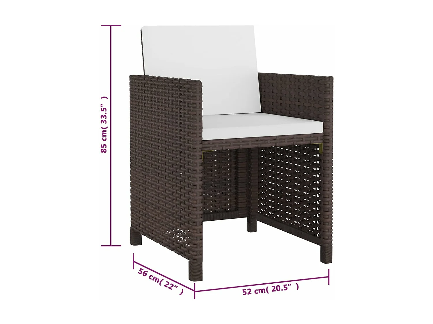 5-delige Tuinset met kussens poly rattan bruin