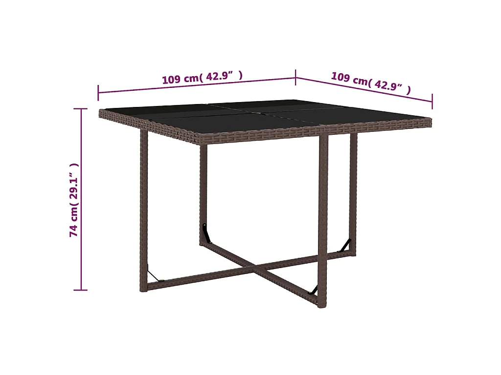 Set de comedor jardín 5 pzas y cojines ratán sintético marrón