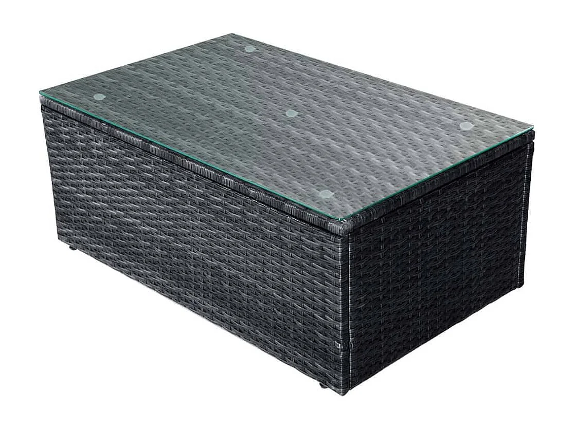 Set muebles de jardín 4 piezas y cojines ratán sintético negro