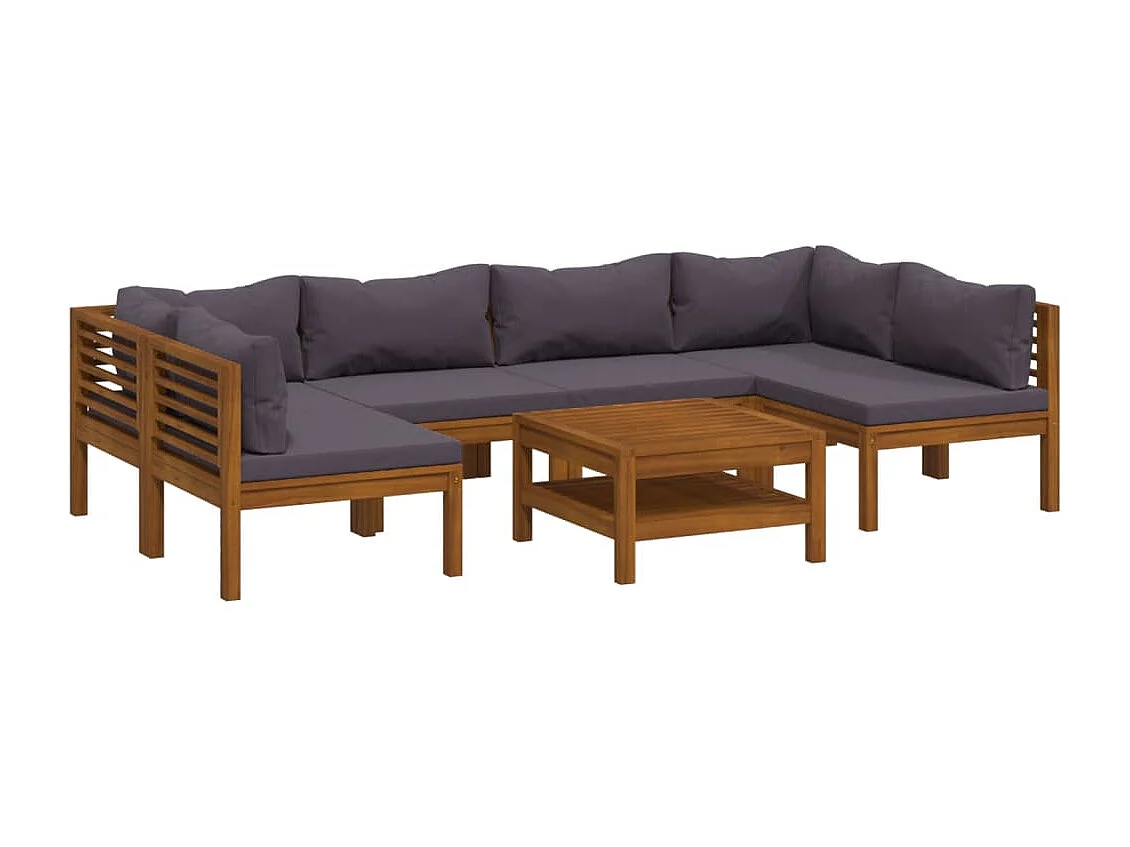 Salon de jardin 7 pcs avec coussin Bois d'acacia solide