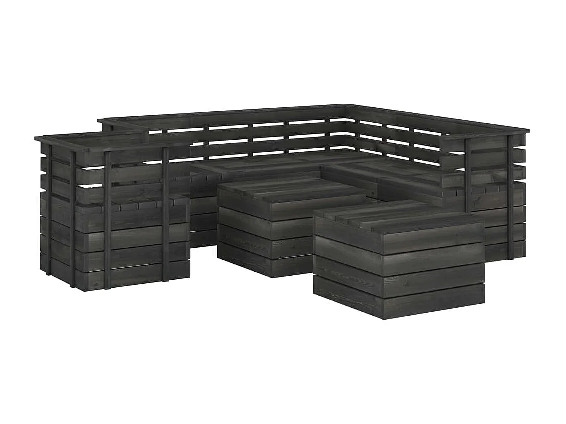 8 pcs conj. lounge de paletes p/ jardim pinho cinzento-escuro