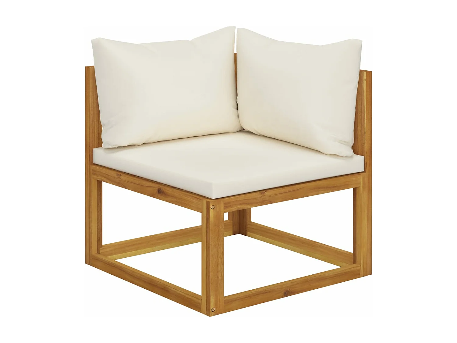 Salon de jardin 5 pcs avec coussin Crème Bois d'acacia solide
